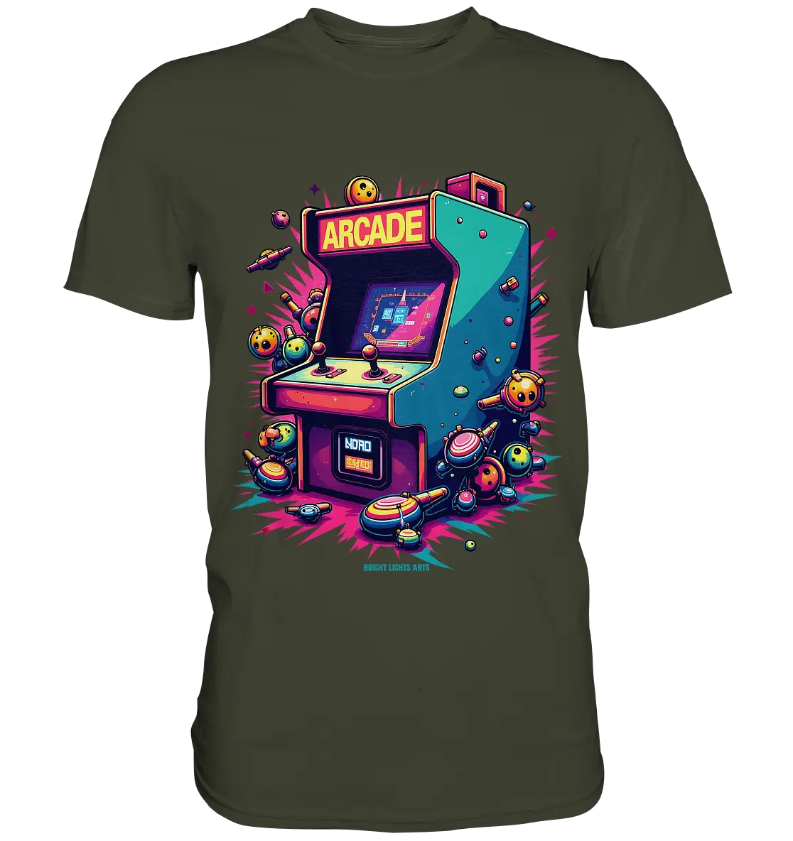 Arcade Action – Farbige Hommage an die Welt der Spielhallen - Premium Shirt Bright Lights Arts