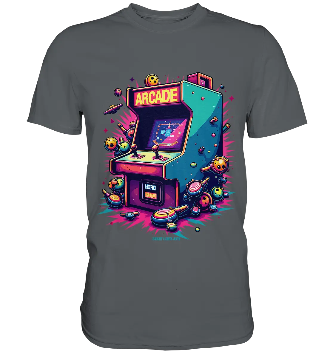 Arcade Action – Farbige Hommage an die Welt der Spielhallen - Premium Shirt Bright Lights Arts