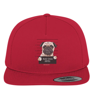 BAD DOG – Humorvolles Mugshot - Design mit Pug - Premium Snapback - Bright Lights Arts