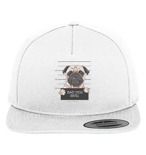 BAD DOG – Humorvolles Mugshot - Design mit Pug - Premium Snapback - Bright Lights Arts