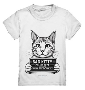 Bad Kitty – Lustiges Katzen Mugshot Shirt im Comic-Stil - Kids Premium Shirt Bright Lights Arts