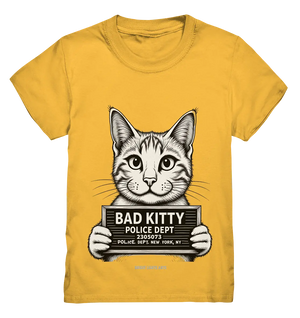 Bad Kitty – Lustiges Katzen Mugshot Shirt im Comic-Stil - Kids Premium Shirt Bright Lights Arts