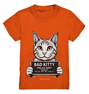 Bad Kitty – Lustiges Katzen Mugshot Shirt im Comic-Stil - Kids Premium Shirt Bright Lights Arts