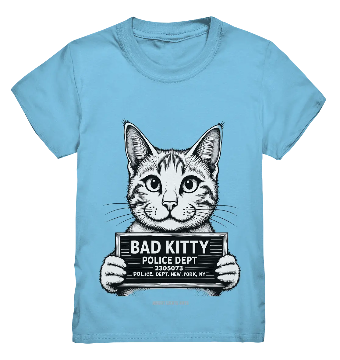 Bad Kitty – Lustiges Katzen Mugshot Shirt im Comic-Stil - Kids Premium Shirt Bright Lights Arts