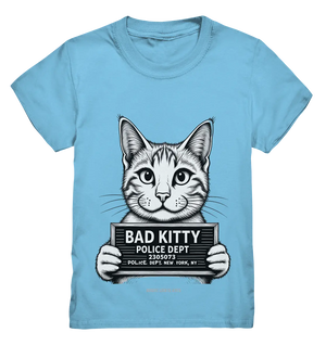 Bad Kitty – Lustiges Katzen Mugshot Shirt im Comic-Stil - Kids Premium Shirt Bright Lights Arts