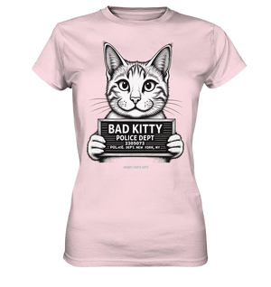 Bad Kitty – Lustiges Katzen Mugshot Shirt im Comic-Stil - Ladies Premium Shirt Bright Lights Arts