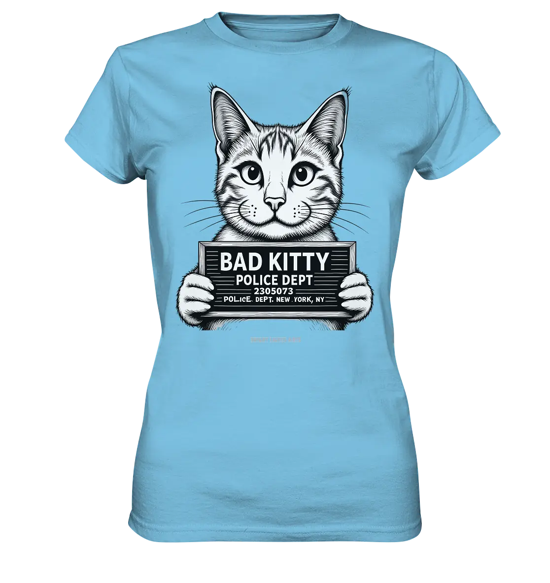 Bad Kitty – Lustiges Katzen Mugshot Shirt im Comic-Stil - Ladies Premium Shirt Bright Lights Arts