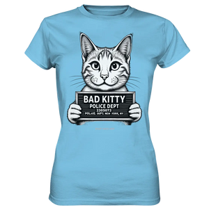 Bad Kitty – Lustiges Katzen Mugshot Shirt im Comic-Stil - Ladies Premium Shirt Bright Lights Arts