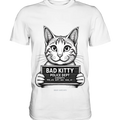 Bad Kitty – Lustiges Katzen Mugshot Shirt im Comic-Stil - Premium Shirt Bright Lights Arts