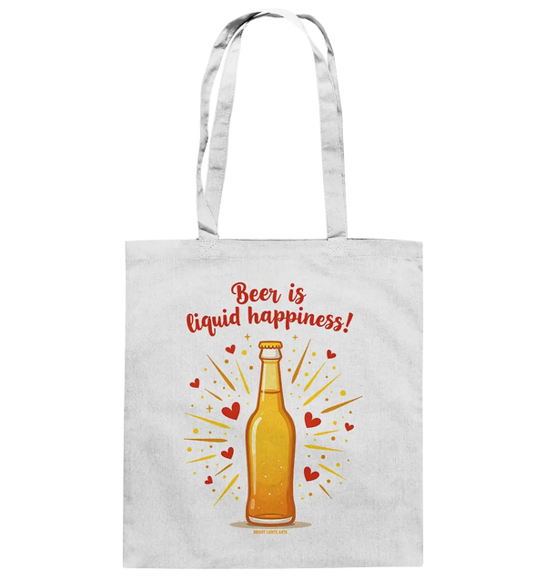 Beer is liquid happiness! – Humorvolles Bierflaschen-Design - Baumwolltasche Bright Lights Arts