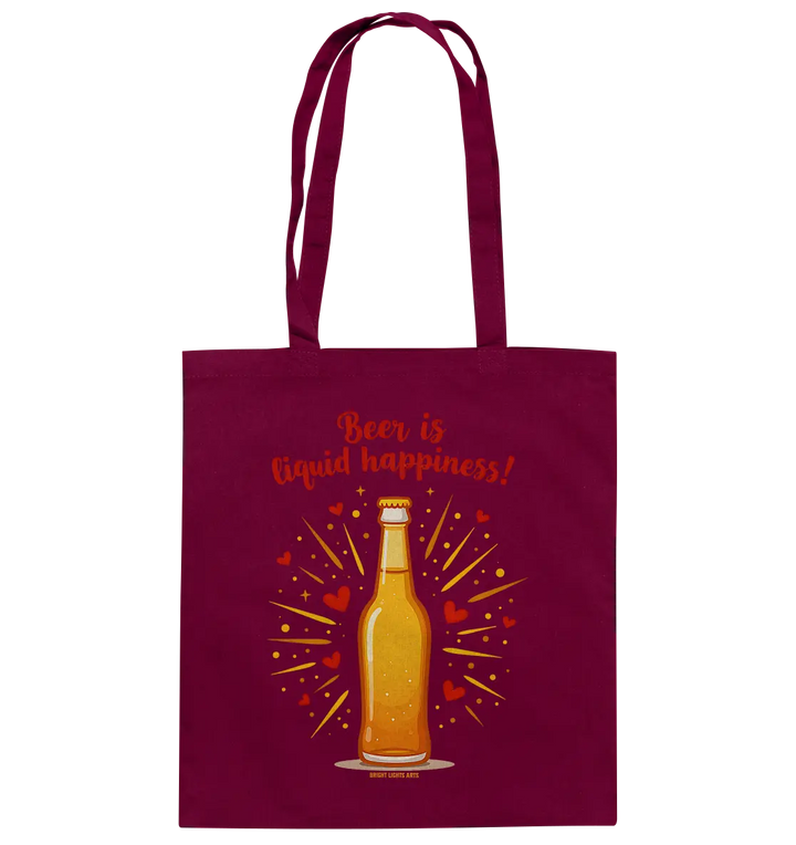 Beer is liquid happiness! – Humorvolles Bierflaschen-Design - Baumwolltasche Bright Lights Arts