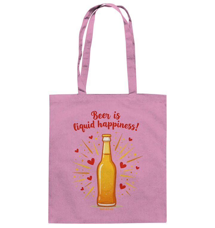 Beer is liquid happiness! – Humorvolles Bierflaschen-Design - Baumwolltasche Bright Lights Arts