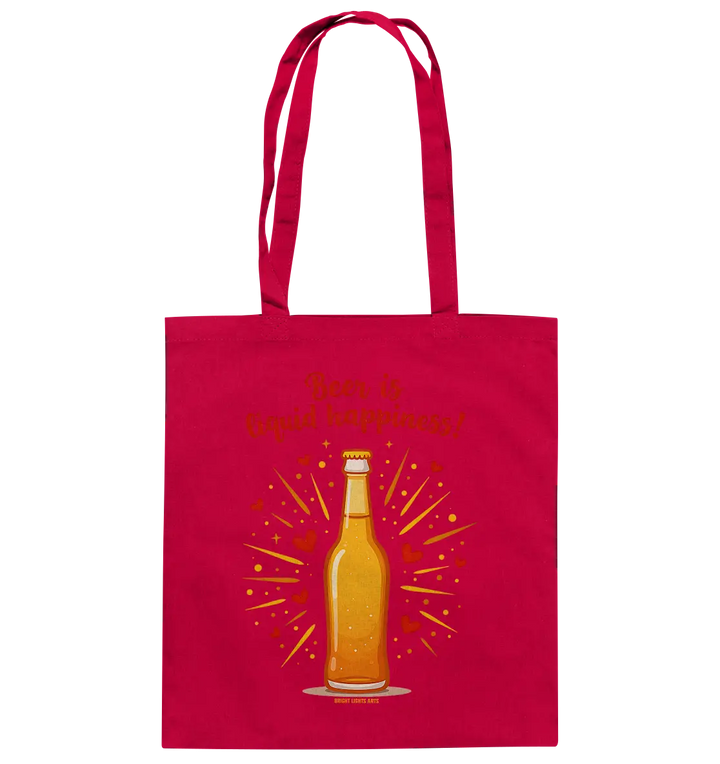 Beer is liquid happiness! – Humorvolles Bierflaschen-Design - Baumwolltasche Bright Lights Arts