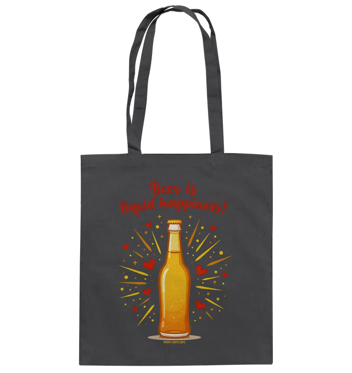 Beer is liquid happiness! – Humorvolles Bierflaschen-Design - Baumwolltasche Bright Lights Arts