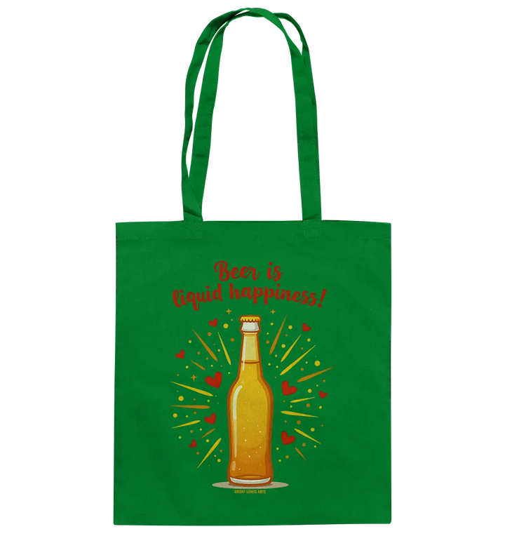 Beer is liquid happiness! – Humorvolles Bierflaschen-Design - Baumwolltasche Bright Lights Arts