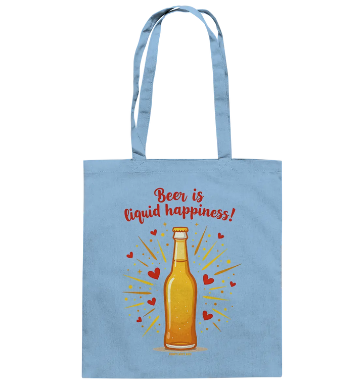 Beer is liquid happiness! – Humorvolles Bierflaschen-Design - Baumwolltasche Bright Lights Arts