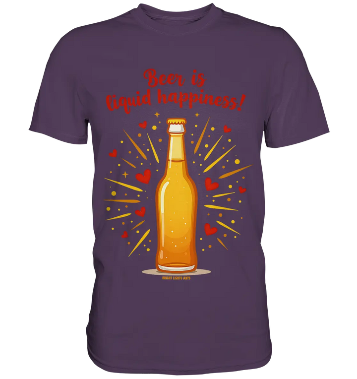 Beer is liquid happiness! – Humorvolles Bierflaschen-Design - Premium Shirt Bright Lights Arts