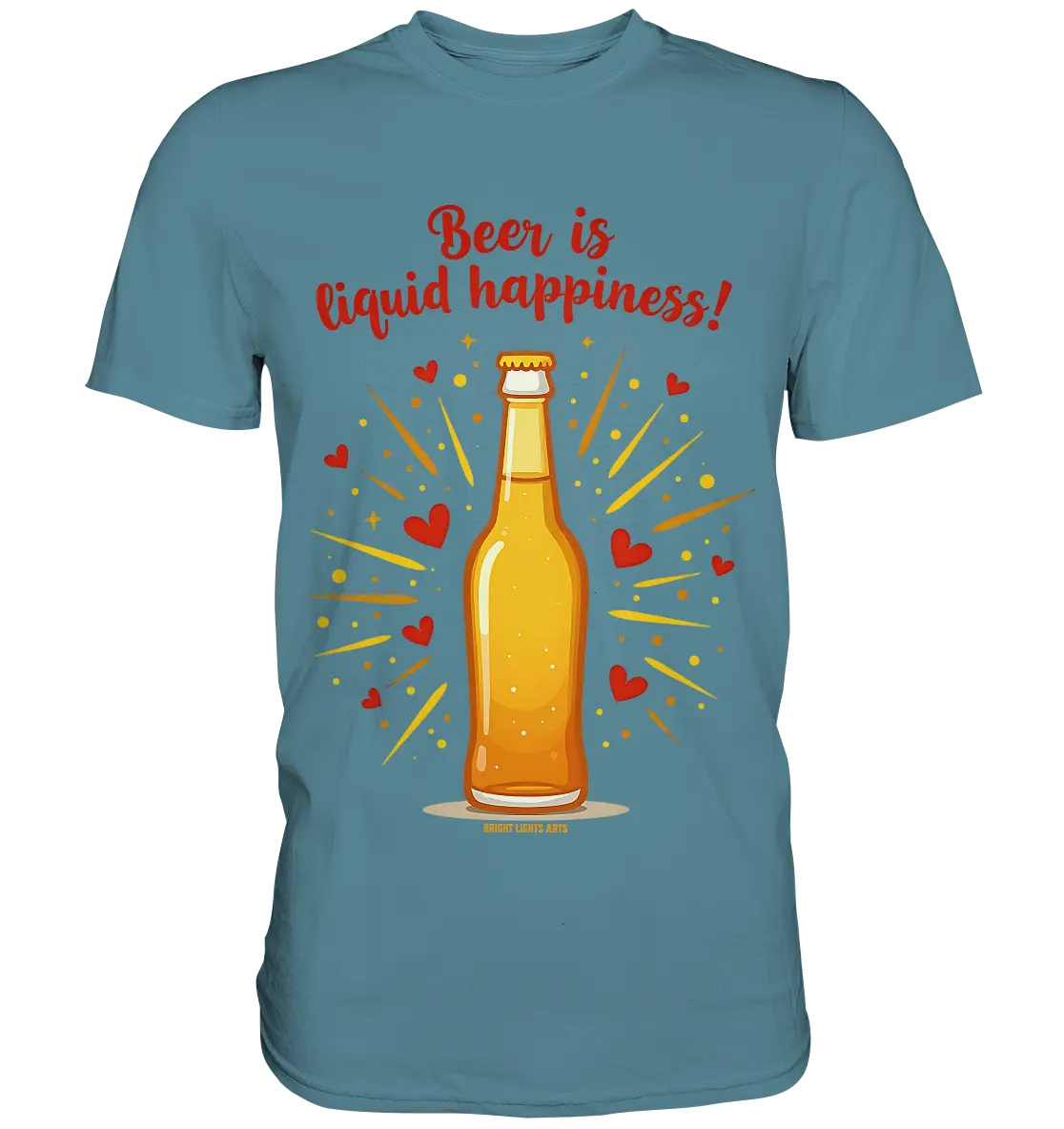 Beer is liquid happiness! – Humorvolles Bierflaschen-Design - Premium Shirt Bright Lights Arts