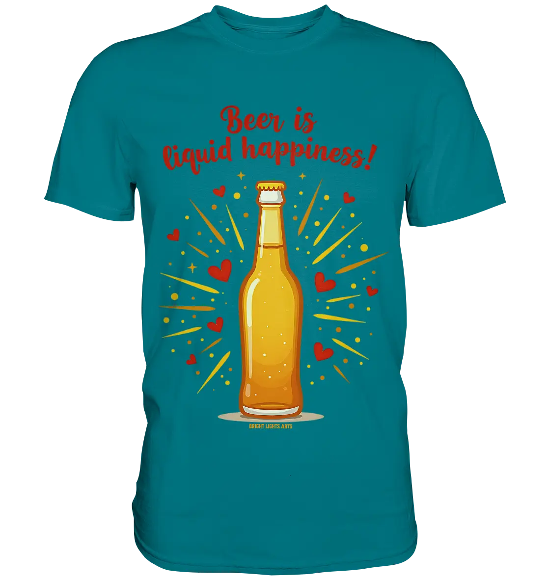 Beer is liquid happiness! – Humorvolles Bierflaschen-Design - Premium Shirt Bright Lights Arts