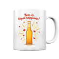 Beer is liquid happiness! – Humorvolles Bierflaschen-Design - Tasse glossy Bright Lights Arts