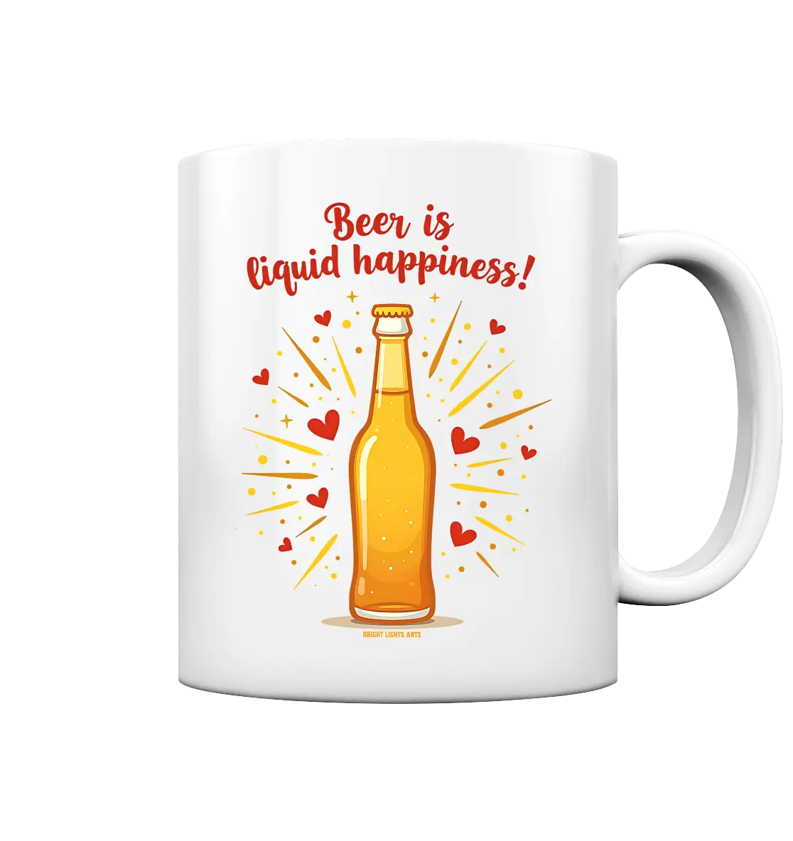 Beer is liquid happiness! – Humorvolles Bierflaschen-Design - Tasse glossy Bright Lights Arts