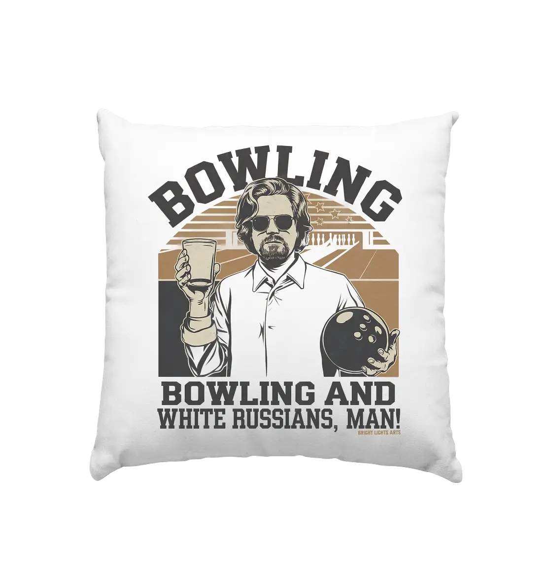 Bowling and white Russians, Man! - Kissen 40x40cm Bright Lights Arts