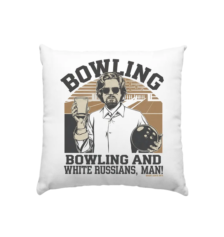 Bowling and white Russians, Man! - Kissen 40x40cm Bright Lights Arts