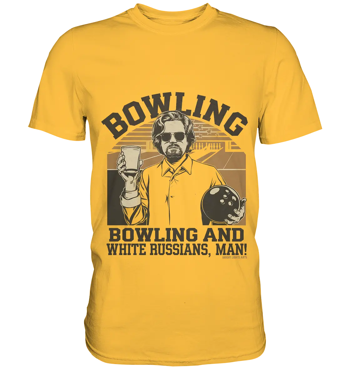 Bowling and white Russians, Man! - Premium Shirt Bright Lights Arts