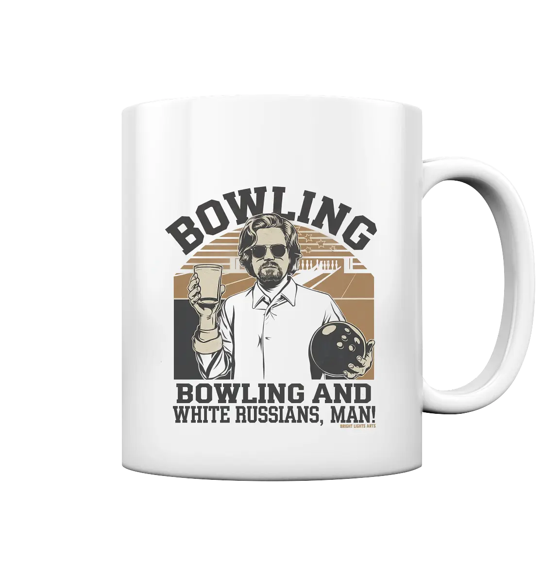 Bowling and white Russians, Man! - Tasse glossy Bright Lights Arts