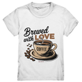 Brewed with LOVE – Charmantes Kaffee-Design voller Wärme - Kids Premium Shirt Bright Lights Arts