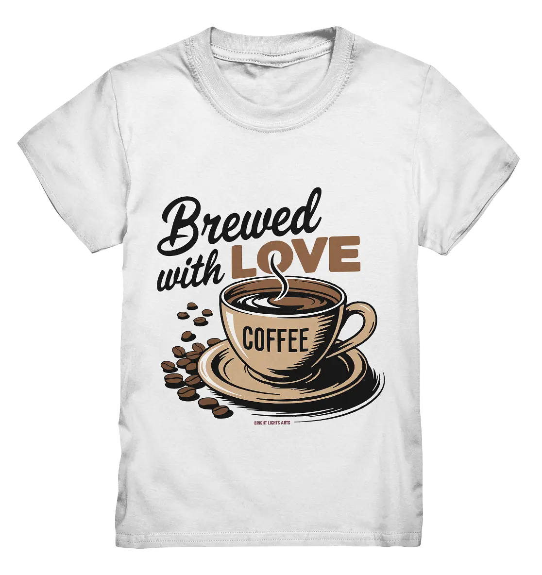 Brewed with LOVE – Charmantes Kaffee-Design voller Wärme - Kids Premium Shirt Bright Lights Arts