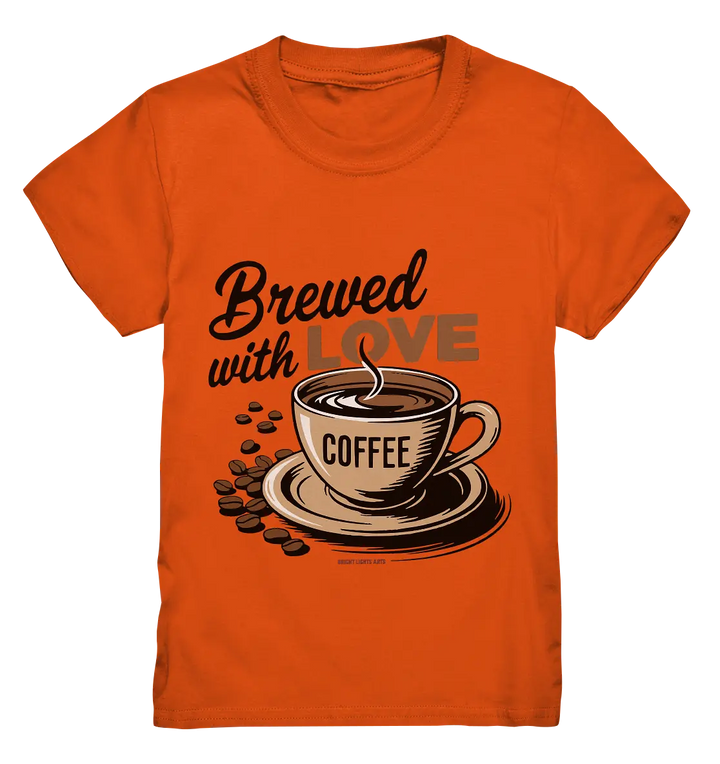 Brewed with LOVE – Charmantes Kaffee-Design voller Wärme - Kids Premium Shirt Bright Lights Arts