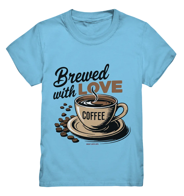 Brewed with LOVE – Charmantes Kaffee-Design voller Wärme - Kids Premium Shirt Bright Lights Arts