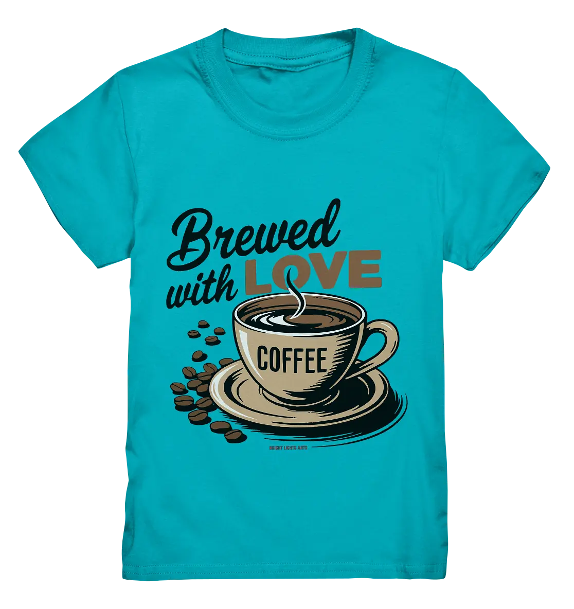 Brewed with LOVE – Charmantes Kaffee-Design voller Wärme - Kids Premium Shirt Bright Lights Arts