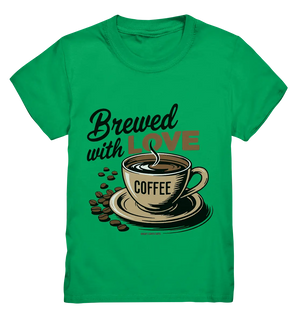 Brewed with LOVE – Charmantes Kaffee-Design voller Wärme - Kids Premium Shirt Bright Lights Arts
