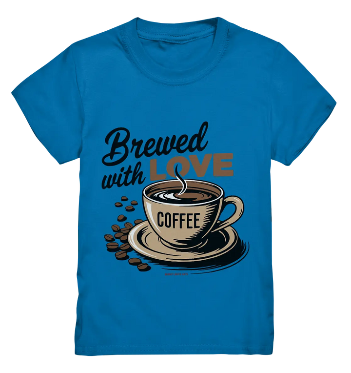 Brewed with LOVE – Charmantes Kaffee-Design voller Wärme - Kids Premium Shirt Bright Lights Arts