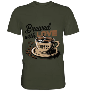 Brewed with LOVE – Charmantes Kaffee-Design voller Wärme - Premium Shirt Bright Lights Arts