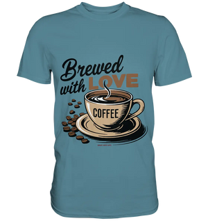 Brewed with LOVE – Charmantes Kaffee-Design voller Wärme - Premium Shirt Bright Lights Arts