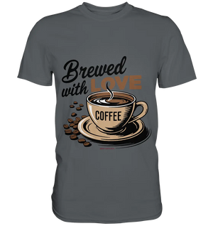 Brewed with LOVE – Charmantes Kaffee-Design voller Wärme - Premium Shirt Bright Lights Arts
