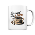 Brewed with LOVE – Charmantes Kaffee-Design voller Wärme - Tasse glossy Bright Lights Arts