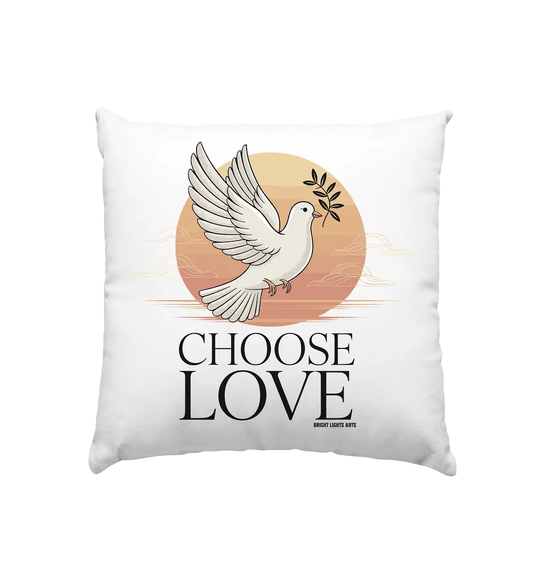 CHOOSE LOVE – Friedvolle Tauben-Illustration für Harmonie - Kissen 40x40cm Bright Lights Arts