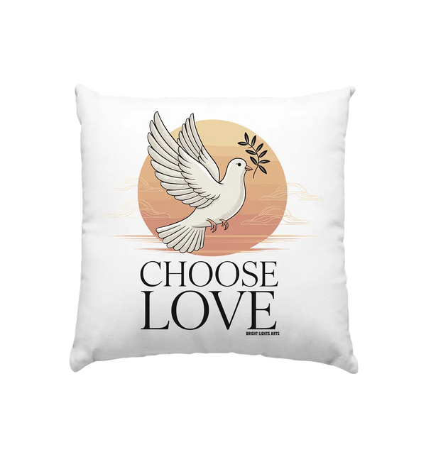 CHOOSE LOVE – Friedvolle Tauben-Illustration für Harmonie - Kissen 40x40cm Bright Lights Arts