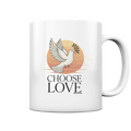 CHOOSE LOVE – Friedvolle Tauben-Illustration für Harmonie - Tasse glossy Bright Lights Arts