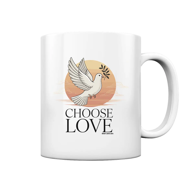 CHOOSE LOVE – Friedvolle Tauben-Illustration für Harmonie - Tasse glossy Bright Lights Arts