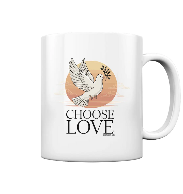 CHOOSE LOVE – Friedvolle Tauben-Illustration für Harmonie - Tasse glossy Bright Lights Arts