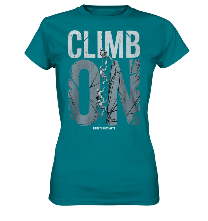 CLIMB ON – Abenteuerliches Kletter - Design mit Teamgeist - Ladies Premium Shirt - Bright Lights Arts