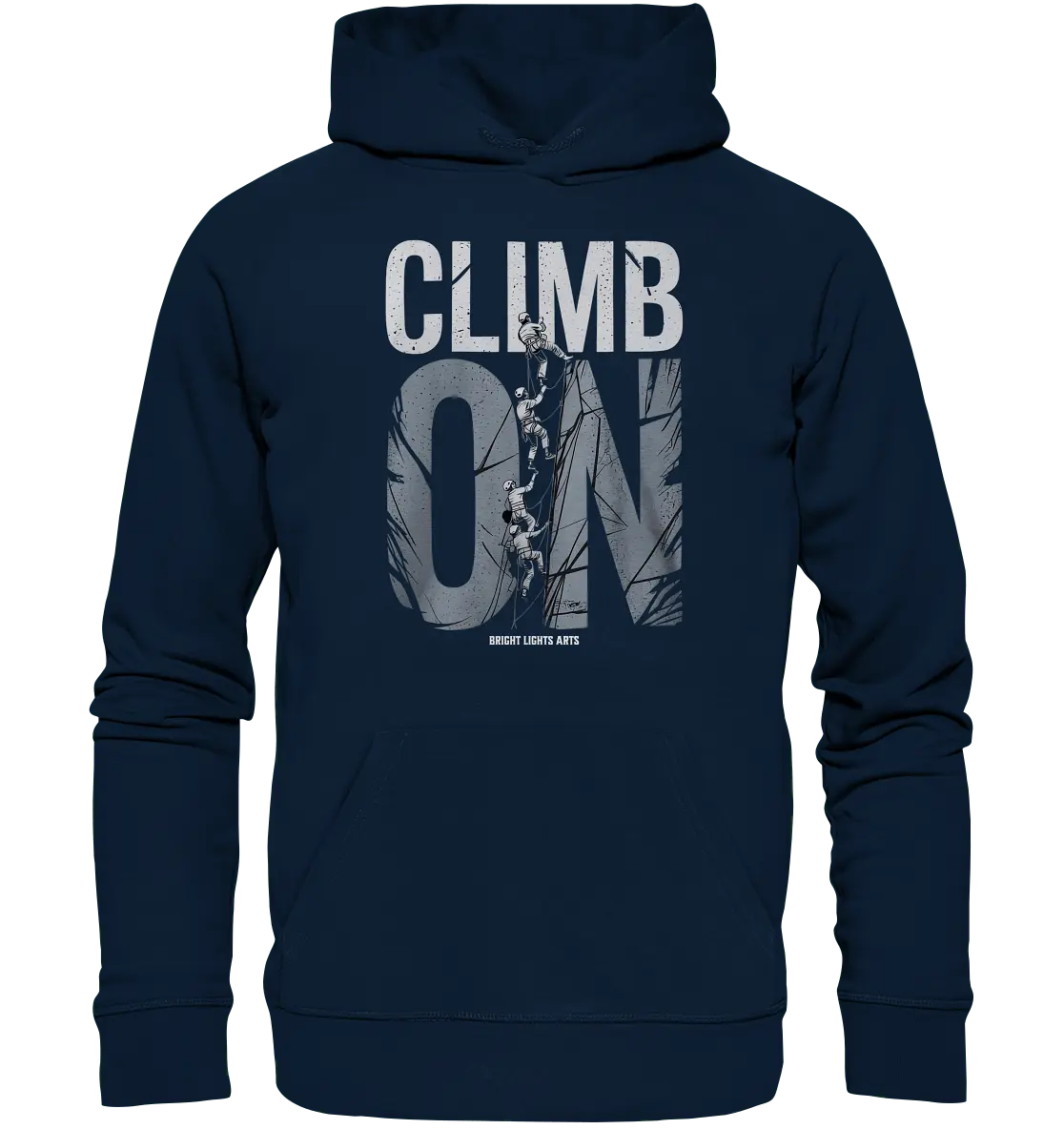 CLIMB ON – Abenteuerliches Kletter - Design mit Teamgeist - Organic Hoodie - Bright Lights Arts