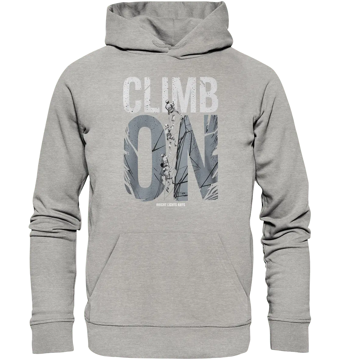 CLIMB ON – Abenteuerliches Kletter - Design mit Teamgeist - Organic Hoodie - Bright Lights Arts