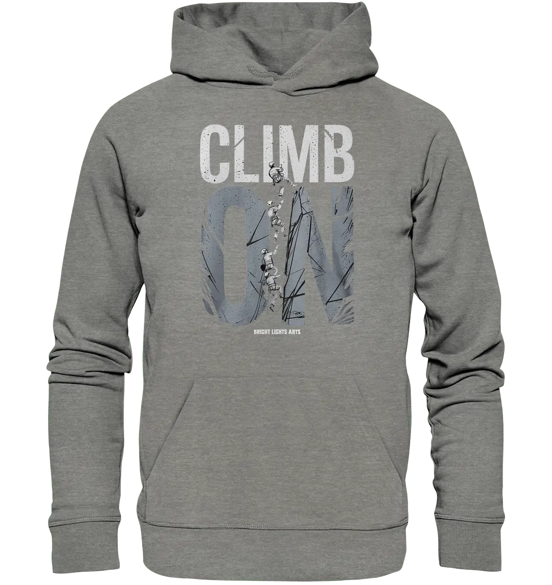 CLIMB ON – Abenteuerliches Kletter - Design mit Teamgeist - Organic Hoodie - Bright Lights Arts