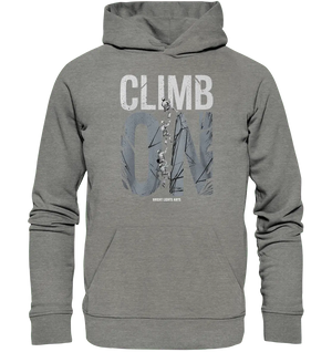 CLIMB ON – Abenteuerliches Kletter - Design mit Teamgeist - Organic Hoodie - Bright Lights Arts